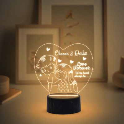 Love Forever Couple Night lamp with Warm White Color Customized with Name Gift for Loveable Person